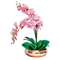 Arranjo No Vaso Rosé 2 Flores Orquídeas Artificial Rosada Arranjo No Vaso Rosé 2 Flores Orquídeas Artificial Rosada