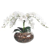 Arranjo No Vaso Terrário de Vidro 4 Orquídeas Branca Real - La Caza Store