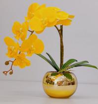Arranjo Orquídea Artificial Amarela c/ Vaso 45x30cm - La Caza Store