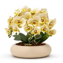 Arranjo Orquídea Artificial Silicone 6 Hastes Vaso Cerâmica Decoração Casa Sala Centro de Mesa Arranjo Orquídea Artificial Silicone 6 Hastes Vaso Cerâmica Decoração Casa Sala Centro de Mesa