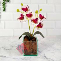 Arranjo Orquídea Artificial + Vaso Vidro com Cascalho - Melhores Ofertas