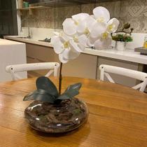 Arranjo Orquídea Branca Artificial Centro Mesa Vaso Grande