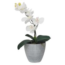 Arranjo Orquídea Branca Artificial Vaso 12x20cm