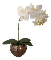 Arranjo Orquídea Branca Toque Real Vaso Vidro Completo Lindo