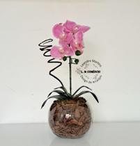 Arranjo Orquídea Rosa Borboleta 3D Realista Permanente Siliconada Para Decoração de Mesa