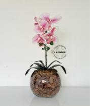 Arranjo Orquídea Rosa Uma Haste Borboleta 3D Realista Permanente Siliconada Para Decoração de Mesa