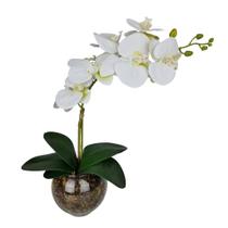 Arranjo Orquídea Silicone Artificial Toque Real 3D Vaso