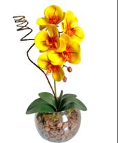 Arranjo Orquídeas Artificiais Branca no Vaso de Vidro Aquario - Zent Future