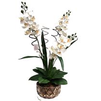 Arranjo Orquídeas Brancas Artificial No Vaso De Vidro 3d
