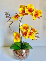 Arranjo Orquídeas De Silicone 02 Hastes 3D Realista Enfeite de Mesa Com Vaso de Vidro Aquario - ZENT FUTUREI