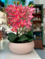 Arranjo Orquideas Pink Cymbidium 3d silicone luxo