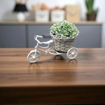 Arranjo Pequeno Delicado Buchinho Flores Branca Vaso Bicicleta Folha Folhagem