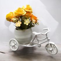 Arranjo Pequeno Flores Artificiais Mini rosas Amarela flor decoração folhagem Vaso Bicicleta