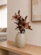 Arranjo Permanente Flor Lírios Outonados Em Vaso Moderno Arranjo Permanente Flor Lírios Outonados Em Vaso Moderno