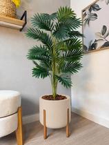 Arranjo Planta Palmeira Artificial Com Vaso Pé Madeira Luxo -