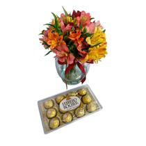 Arranjo Primavera Astromelias e Ferrero