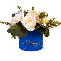 Arranjo Rosas Caixa Cartonada Redonda Decoração Delicada