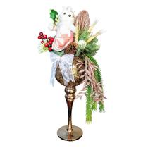 Arranjo Taça Esquilo Fêmea Rosa 50X26Cm Natal Exclusivo