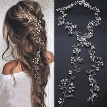 Arranjo Tiara Cabelo Noiva Debutante Fio Strass Pérola 50cm