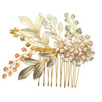 Arranjo Tiara Cabelo Noivas Pente Flores Brancas Alto Luxo