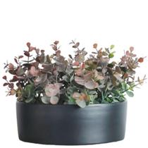 Arranjo Vaso Cerâmica Folhagem Outonado Eucalipto artificial