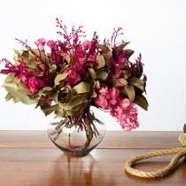 Arranjo + Vaso de Flores Secas Bougainville Pink