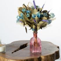 Arranjo + Vaso de Flores Secas Mix Decoração Desidratada