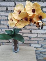 Arranjo Vaso Flores Orquidea Artificial Amarela Arranjo Vaso Flores Orquidea Artificial Amarela