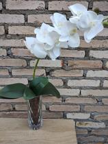 Arranjo Vaso Flores Orquidea Artificial Branca