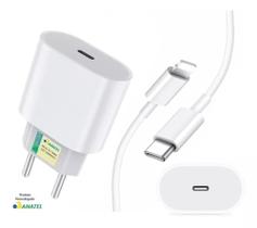 arregador Turbo 20W + Cabo Lightning para USB-C Compatível Iphone 11 12 13 Pro Max X XR XS - H'Maston