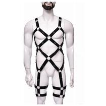 Arreio Body Harness Masculino - Conjunto de Harness Elástico Preto Tamanho Único