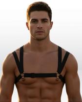 Arreio Harness Masculino de Busto Peitoral Elástico Modelo Cruzado - Ajustável e Confortável Arreio Harness Masculino de Busto Peitoral Elástico Modelo Cruzado - Ajustável e Confortável