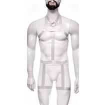 Arreio Harness Masculino Em Elástico Branco Corpo Inteiro - Loja Fetiche