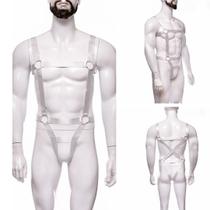 Arreio Masculino Completo Arnês em Elástico Branco Cinto e Peitoral Arreio Masculino Completo Arnês em Elástico Branco Cinto e Peitoral