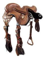 Arreio Três Argolas Rebaixado Luxo Marrom Modelo Paulista Completo 16 Polegadas