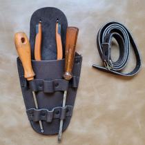 Arriata eletricista porta ferramentas alicate chave de fenda couro marrom - shopbarroso