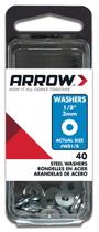 Arruelas planas de aço Arrow WS1/8 3mm, pacote com 40