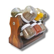 Art e Lar Kit Porta Temperos Mini Madeira 12 Potes Giratório