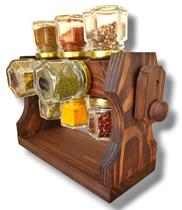 / Art e Lar / Porta Temperos mini Giratório de Madeira