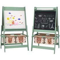 Art Easel Qaba 3 em 1 para crianças com quadro-negro, quadro branco e armazenamento