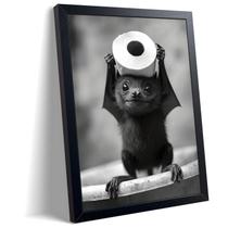 Arte de parede ARKZSHO Bathroom Funny Bats Canvas em preto e branco Arte de parede ARKZSHO Bathroom Funny Bats Canvas em preto e branco