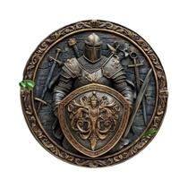 Arte De Parede Com Escudo E Espada De Cavaleiro Medieval, Placa Decorativa Vintage De Armadura Em