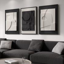 Arte de Parede Cuspin 3 Peças Texturizado 3D Preto e Branco 61x91 cm