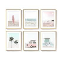 Arte de parede: Cuspin Coastal Beach Prints, rosa, menta, 11 x 14 polegadas, 6 unidades