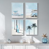 Arte de parede Cuspin Coastal Beach, tela de 4 peças, 28x36 cm