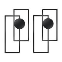 Arte de parede de metal OYEFLY, decoração geométrica moderna, preta, 2 peças