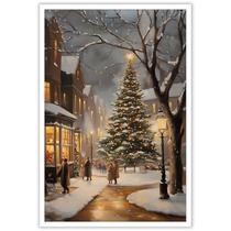 Arte de parede de Natal, cena vintage, Papai Noel, boneco de neve, 40x60cm Arte de parede de Natal, cena vintage, Papai Noel, boneco de neve, 40x60cm