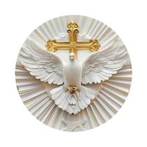 Arte De Parede Em Alumínio 3D Com Relevo De Cristo, O Espírito E a Pomba, 8x8 Polegadas, Decoração