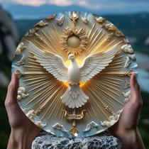 Arte De Parede Em Alumínio 3D Com Relevo De Cristo, O Espírito E a Pomba, 8x8 Polegadas, Decoração - HELLOYOUNG