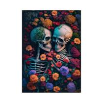 Arte De Parede Em Lona Com Crânios Florais Vintage, Pôster Abstrato Para Amantes De Esqueletos,